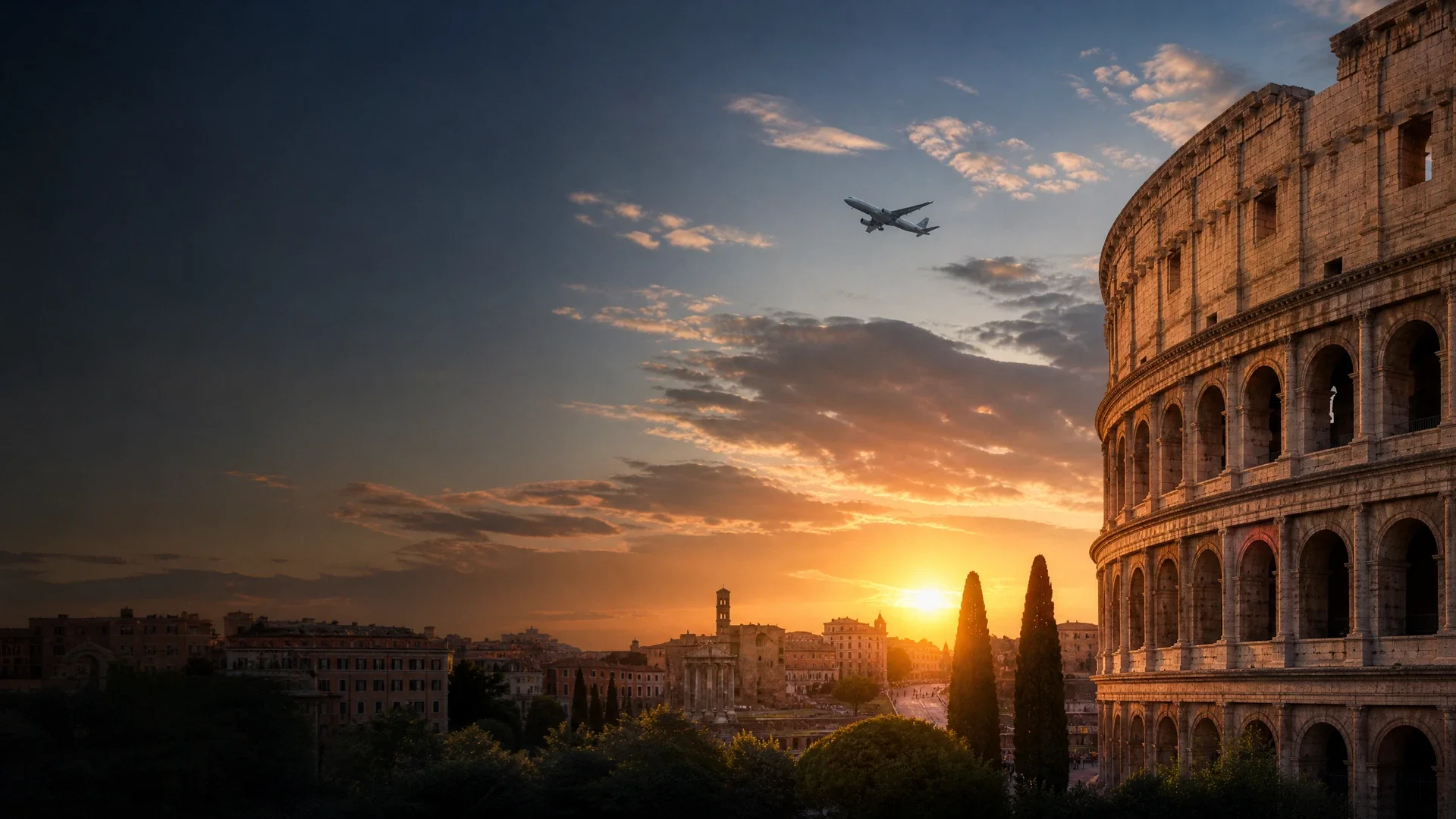 Rome với máy bay thương mại ở xa